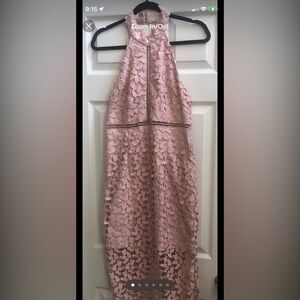 Bardot Blush Pink Lace Midi Dress